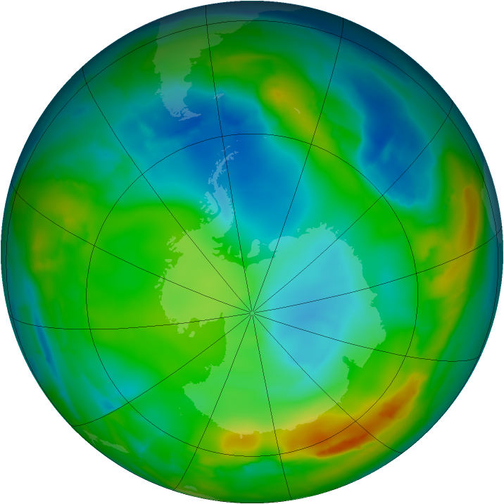 Antarctic ozone map for 14 July 2010